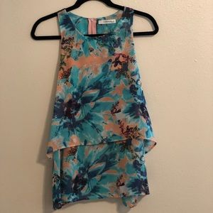 Floral flounce tank top